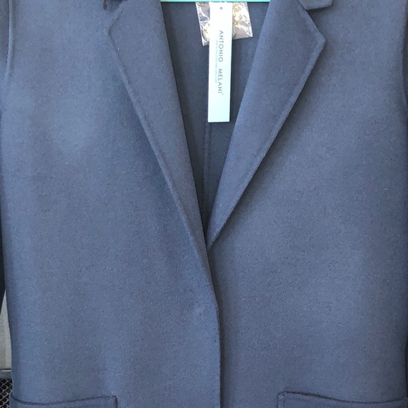 ANTONIO MELANI ELEGANT BLUE 💯% WOOL COAT NWT - Picture 2 of 6